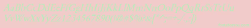 Saiba mais sobre a fonte GaramondNormalItalic Fonte GaramondNormalItalic – fontes verdes em um fundo rosa