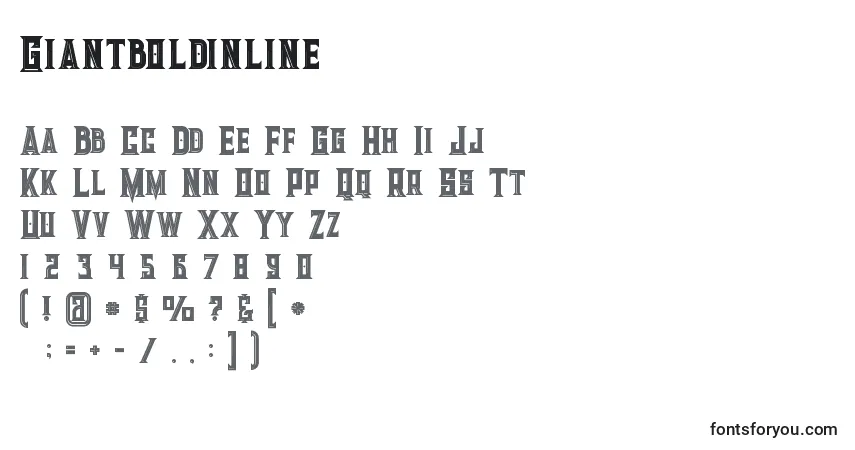 Шрифт Giantboldinline (83615) – алфавит, цифры, специальные символы
