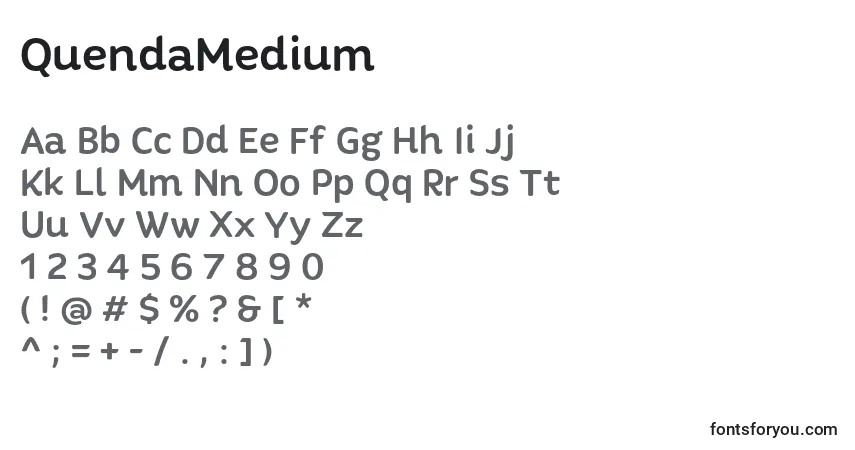 QuendaMediumフォント–アルファベット、数字、特殊文字