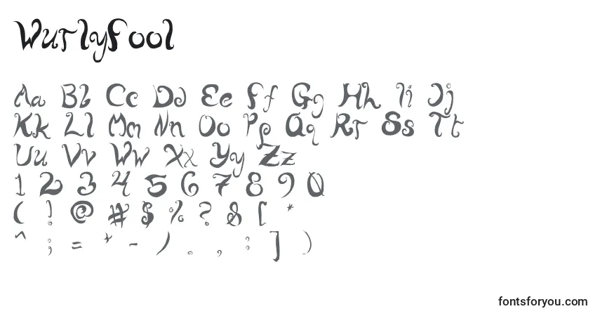 A fonte WurlyFool – alfabeto, números, caracteres especiais