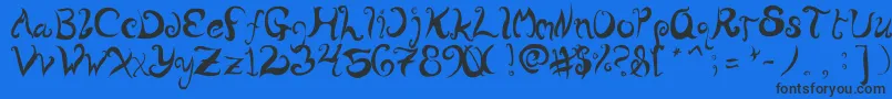 フォントWurlyFool – 黒い文字の青い背景