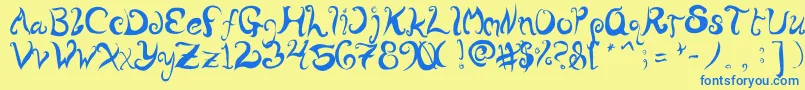 WurlyFool Font – Blue Fonts on Yellow Background