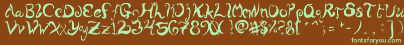 WurlyFool-fontti – vihreät fontit ruskealla taustalla