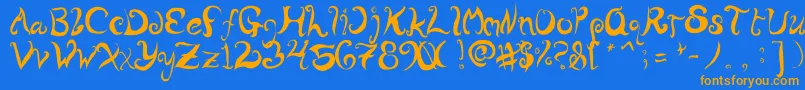 fuente WurlyFool – Fuentes Naranjas Sobre Fondo Azul