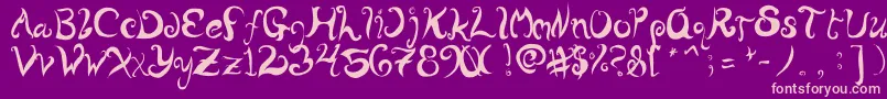 WurlyFool-Schriftart – Rosa Schriften auf violettem Hintergrund