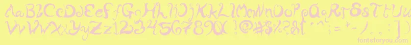 WurlyFool-fontti – vaaleanpunaiset fontit keltaisella taustalla