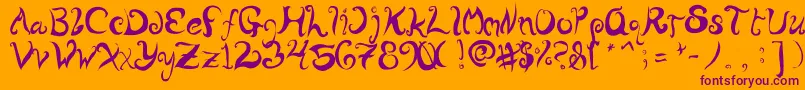 WurlyFool Font – Purple Fonts on Orange Background