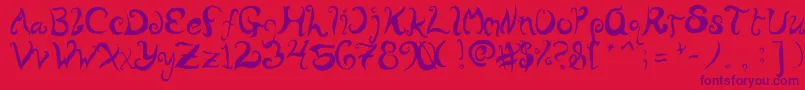 WurlyFool-fontti – violetit fontit punaisella taustalla
