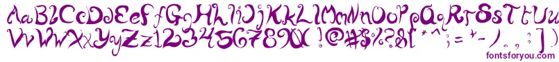 WurlyFool-Schriftart – Violette Schriften auf weißem Hintergrund