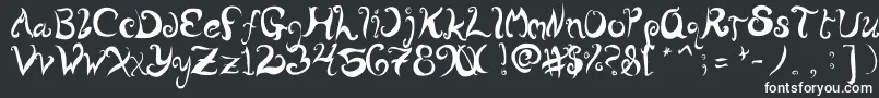 WurlyFool-fontti – valkoiset fontit mustalla taustalla