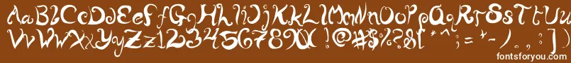 WurlyFool-Schriftart – Weiße Schriften auf braunem Hintergrund