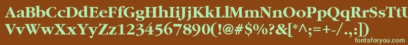 フォントClassicRussianBold – 緑色の文字が茶色の背景にあります。