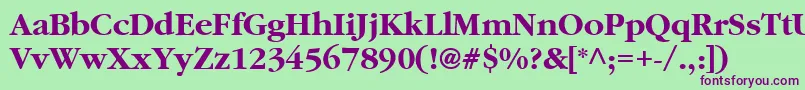 フォントClassicRussianBold – 緑の背景に紫のフォント