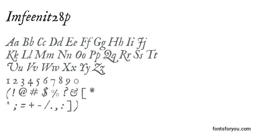 A fonte Imfeenit28p – alfabeto, números, caracteres especiais