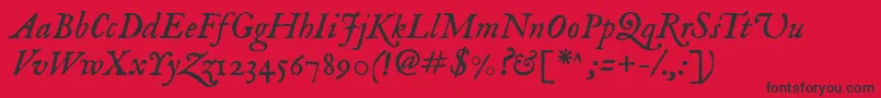 Imfeenit28p-Schriftart – Schwarze Schriften auf rotem Hintergrund