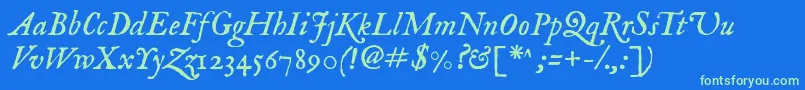 Imfeenit28p Font – Green Fonts on Blue Background