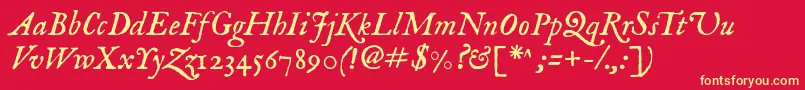 Imfeenit28p Font – Yellow Fonts on Red Background