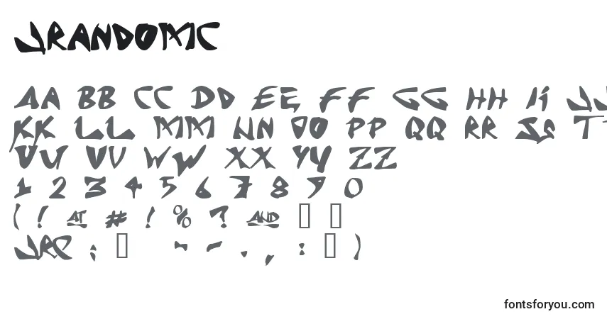 Schriftart Jrandomc – Alphabet, Zahlen, spezielle Symbole