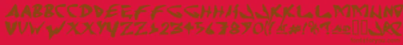 Jrandomc Font – Brown Fonts on Red Background
