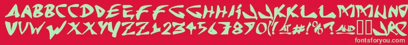 フォントJrandomc – 赤い背景に緑の文字