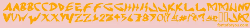 Fonte Jrandomc – fontes laranjas em um fundo rosa