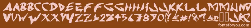 フォントJrandomc – 茶色の背景にピンクのフォント