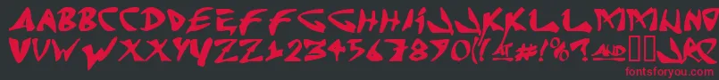 フォントJrandomc – 黒い背景に赤い文字