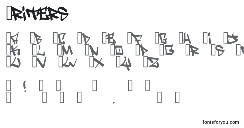 Czcionka Writers – alfabet, cyfry, specjalne znaki