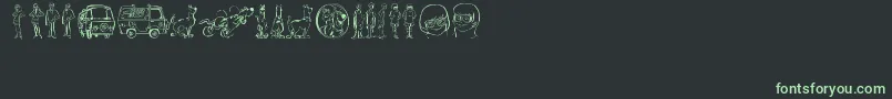 フォントScoobats – 黒い背景に緑の文字