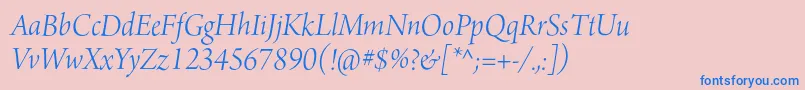 フォントArnoproLightitalic36pt – ピンクの背景に青い文字