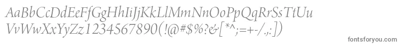 フォントArnoproLightitalic36pt – 白い背景に灰色の文字