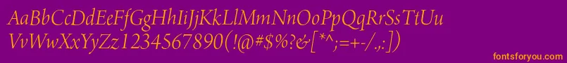 ArnoproLightitalic36pt Font – Orange Fonts on Purple Background