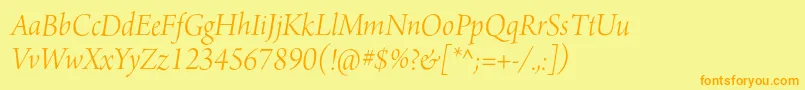 Fonte ArnoproLightitalic36pt – fontes laranjas em um fundo amarelo