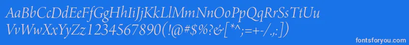 フォントArnoproLightitalic36pt – ピンクの文字、青い背景