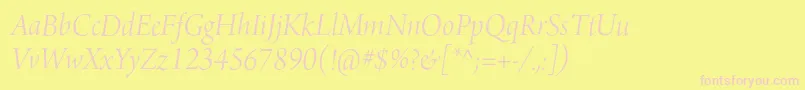 ArnoproLightitalic36pt Font – Pink Fonts on Yellow Background