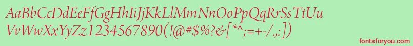 ArnoproLightitalic36pt Font – Red Fonts on Green Background