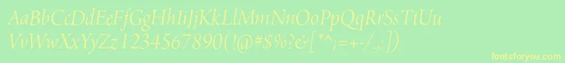 ArnoproLightitalic36pt Font – Yellow Fonts on Green Background