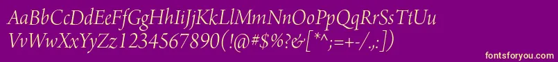 ArnoproLightitalic36pt Font – Yellow Fonts on Purple Background