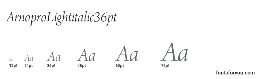 ArnoproLightitalic36pt Font Sizes