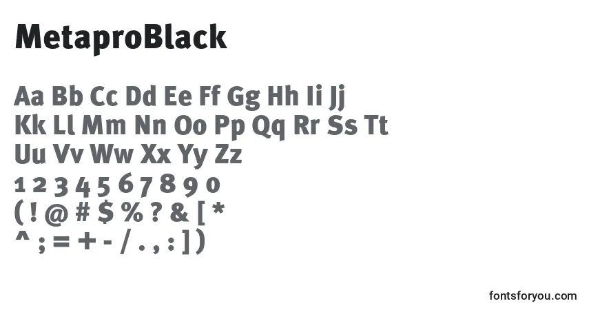 Fuente MetaproBlack - alfabeto, números, caracteres especiales