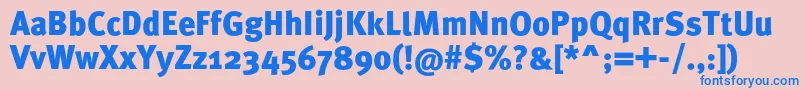 MetaproBlack-fontti – siniset fontit vaaleanpunaisella taustalla