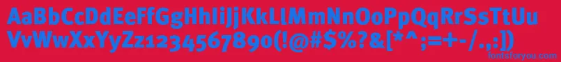 MetaproBlack Font – Blue Fonts on Red Background