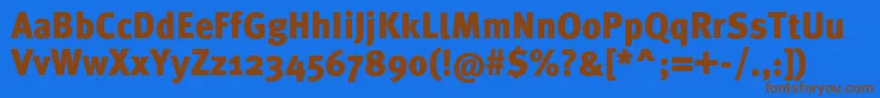 MetaproBlack-fontti – ruskeat fontit sinisellä taustalla