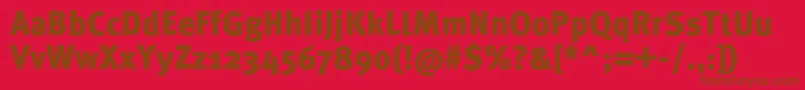 MetaproBlack-fontti – ruskeat fontit punaisella taustalla
