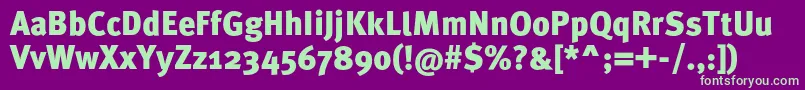 MetaproBlack-fontti – vihreät fontit violetilla taustalla
