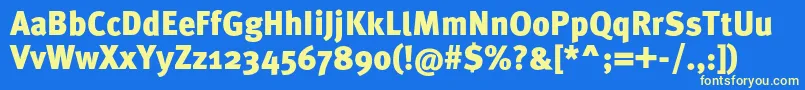 MetaproBlack-fontti – keltaiset fontit sinisellä taustalla