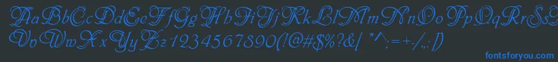 PhiladelphiaInitialsRegular-Schriftart – Blaue Schriften auf schwarzem Hintergrund