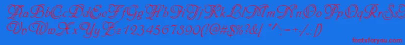 PhiladelphiaInitialsRegular-Schriftart – Rote Schriften auf blauem Hintergrund