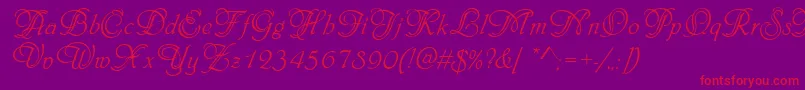 PhiladelphiaInitialsRegular-fontti – punaiset fontit violetilla taustalla