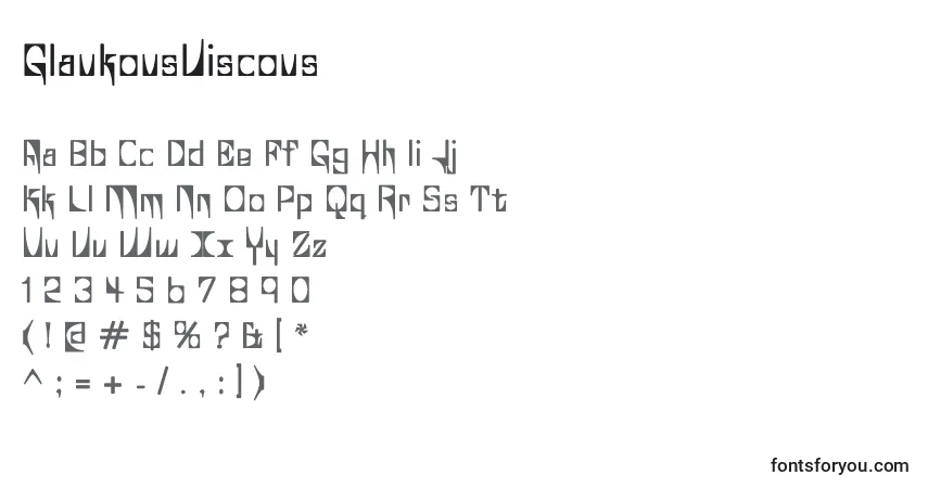 A fonte GlaukousViscous – alfabeto, números, caracteres especiais